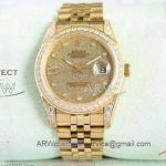 Perfect Replica Rolex Datejust All Gold Sand Face All Gold Diamond Case 41mm Watch